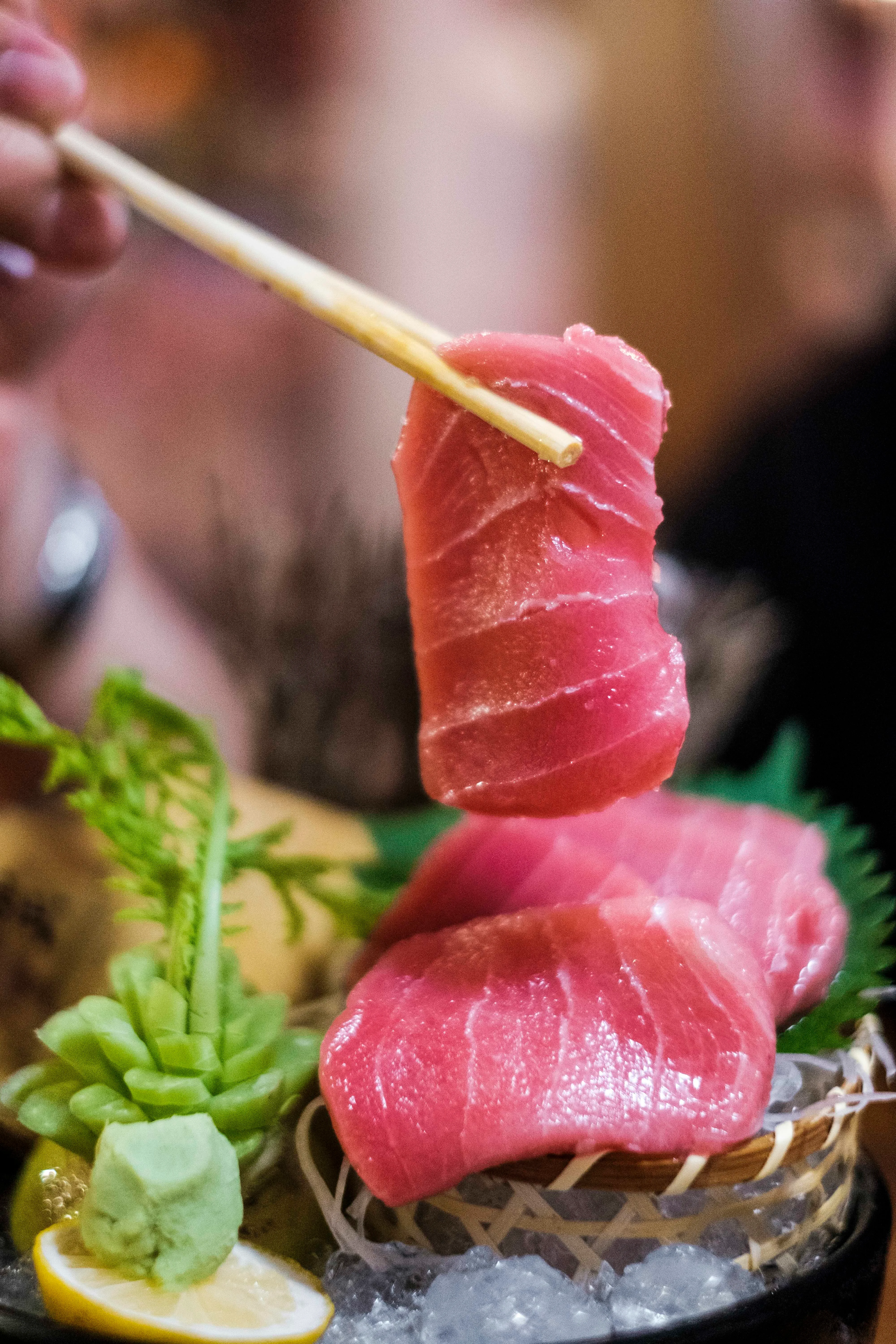 Sashimi platter featuring fresh tuna slices