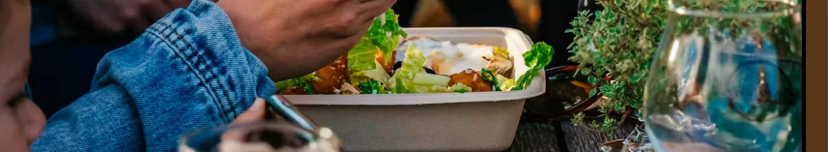 Fresh Mediterranean salad in eco-friendly container