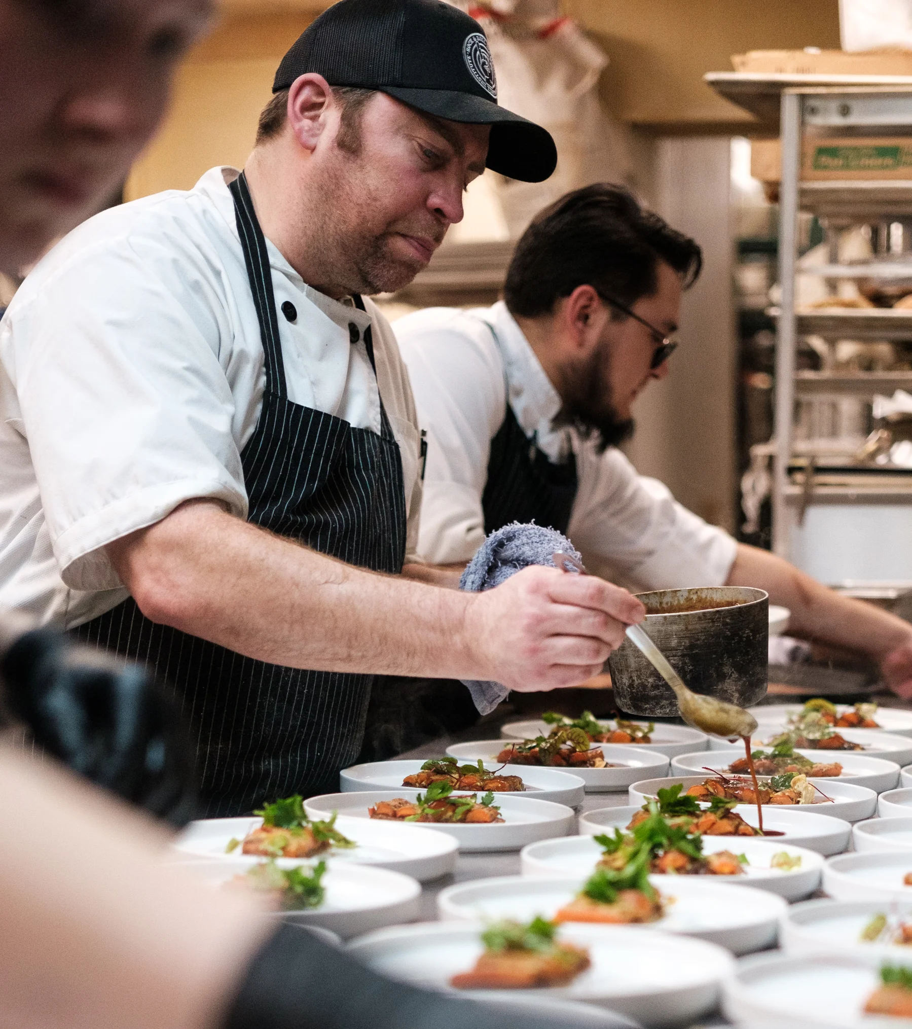 Chef Paul garnishing