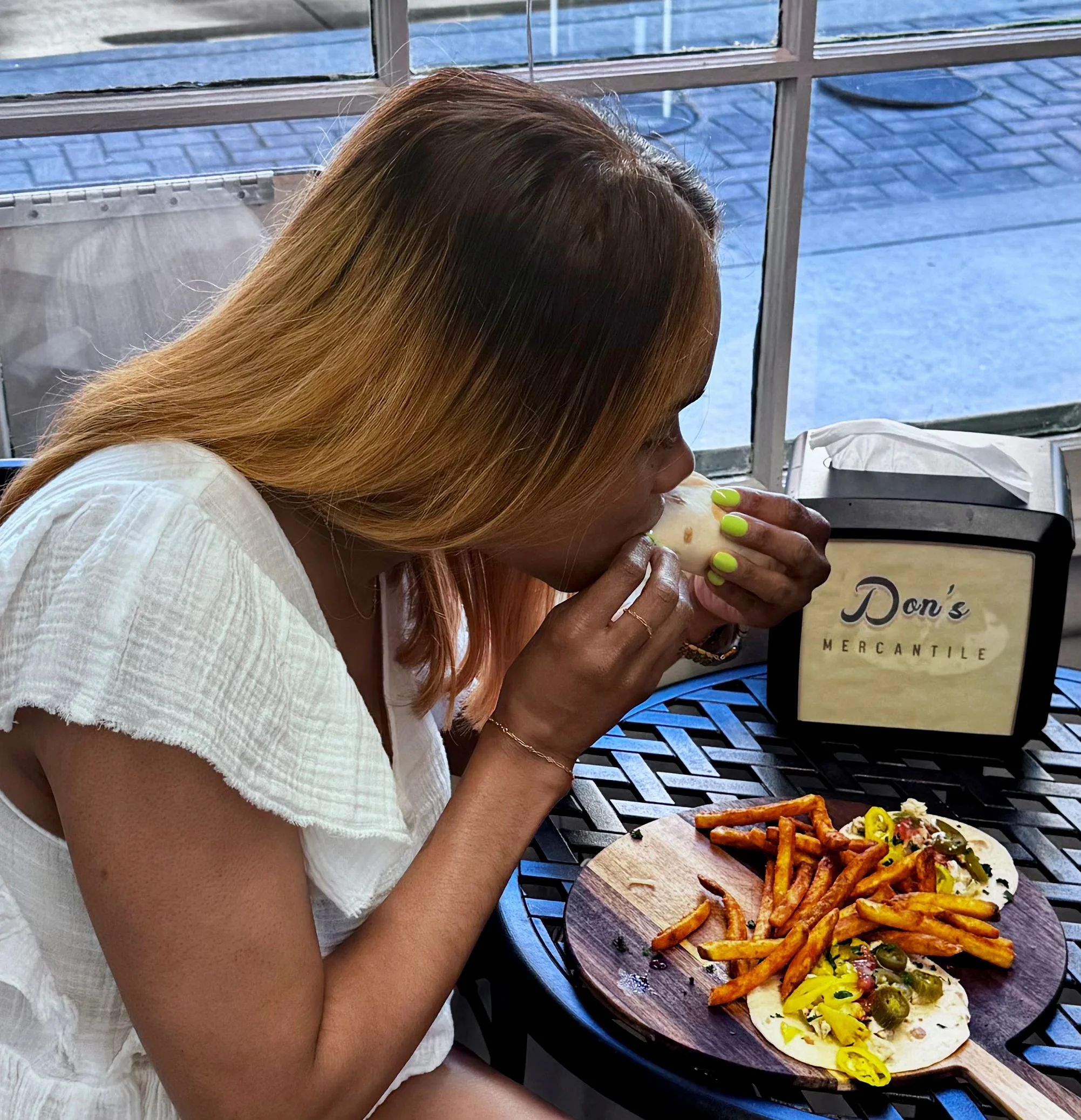 Lady eating food