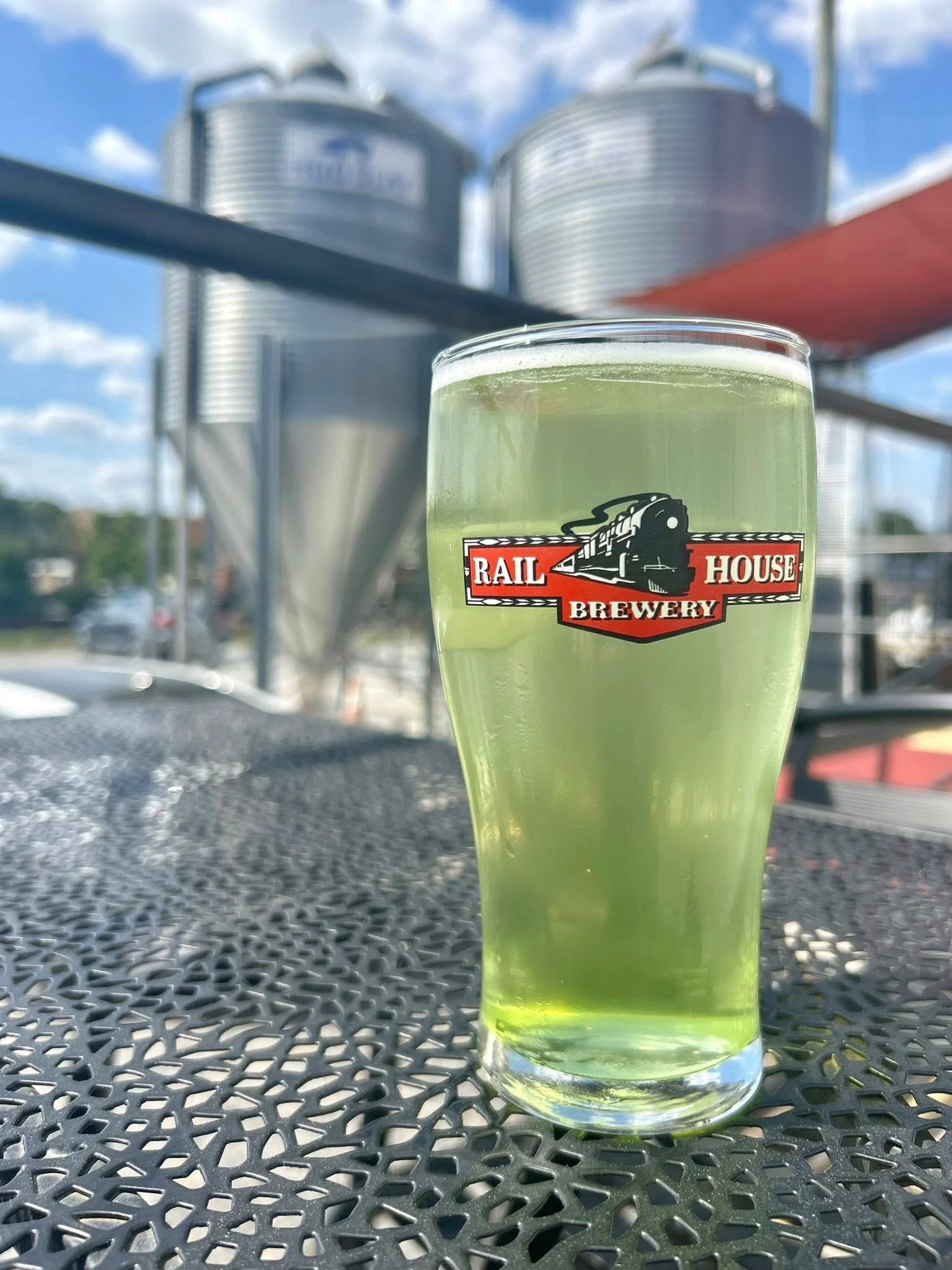 Refreshing craft beer in a brewery setting
