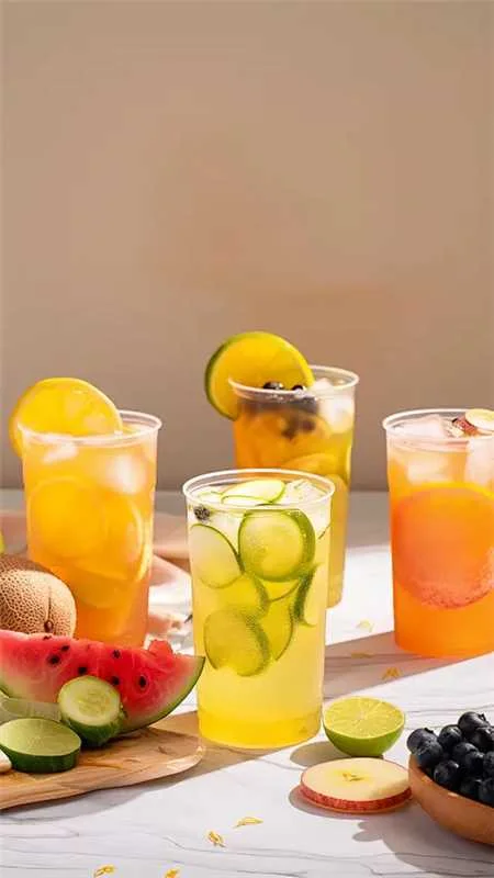 Refreshing summer cocktails with fruits and herbs