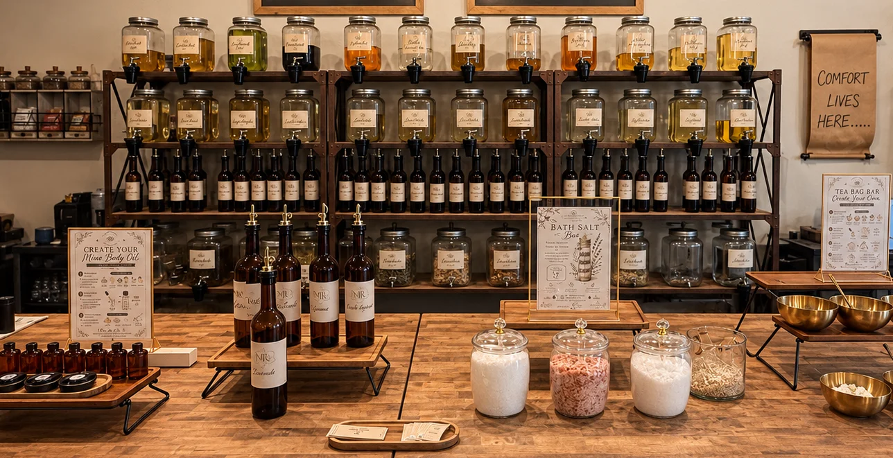 Magnolia Ritual apothecary bar with oils, botanicals and bath salts