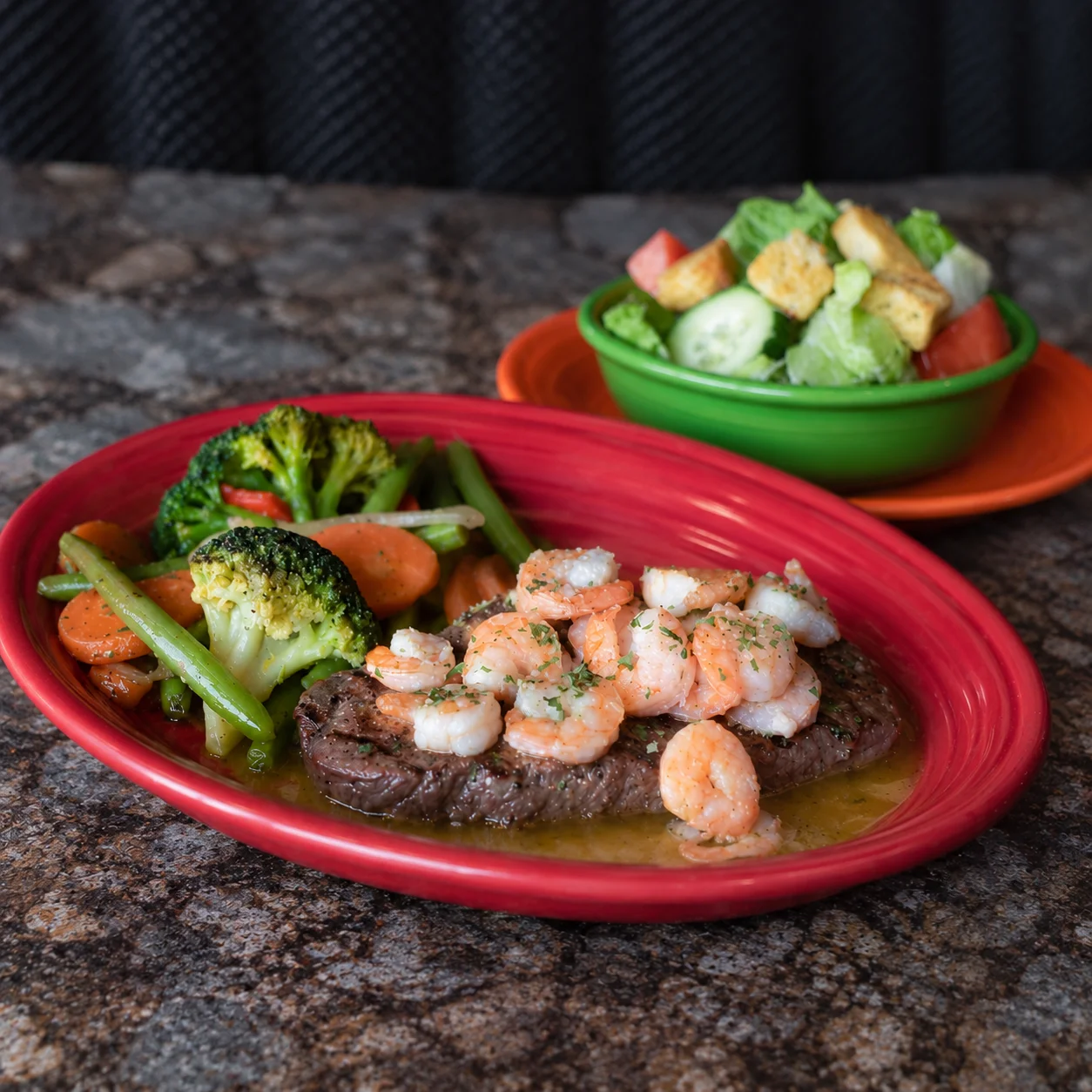 Whiskey Steak w/Shrimp
