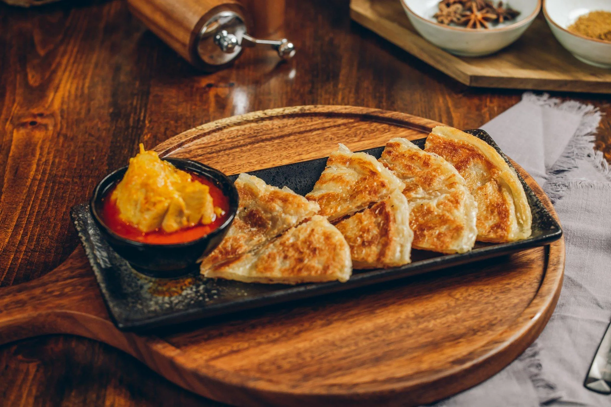 Palata with Chicken Curry Dip