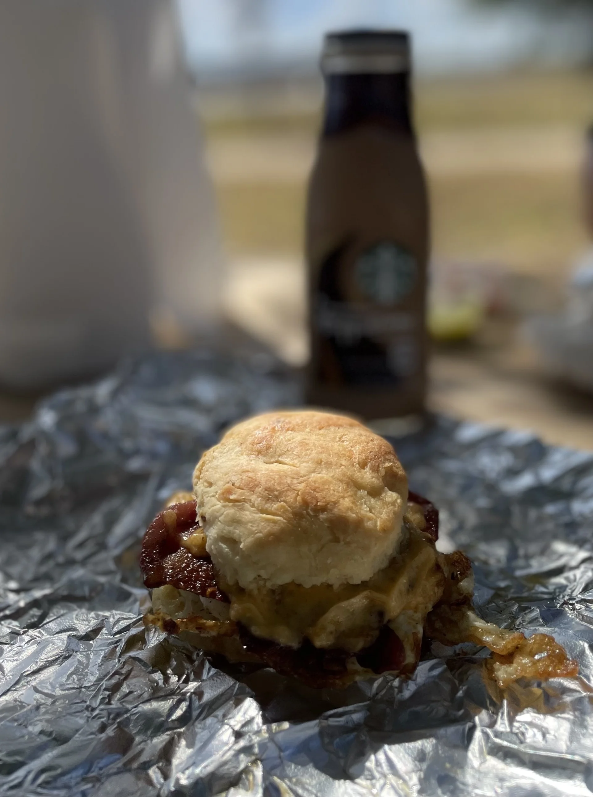 Southern biscuit sandwich with bacon and cheese