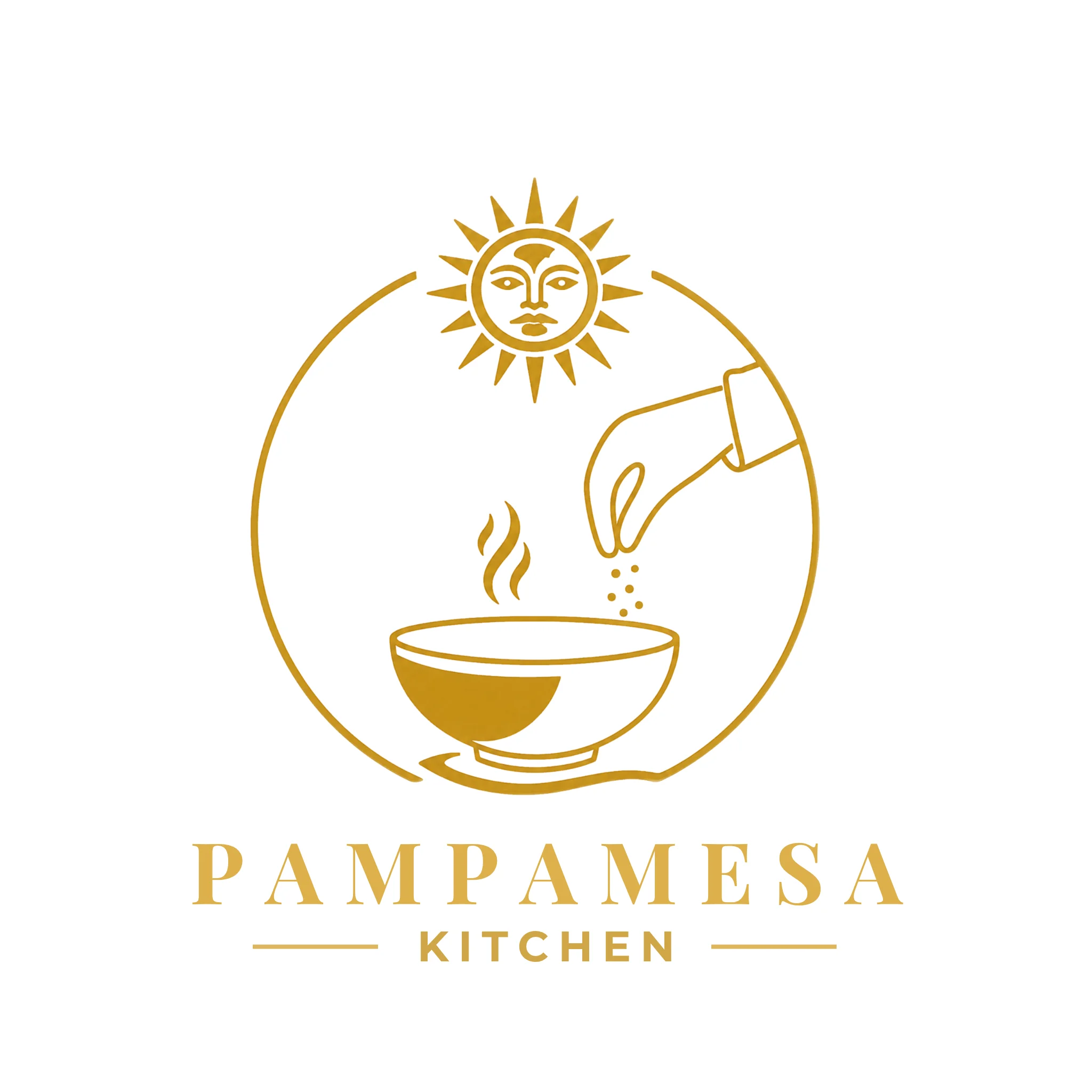 Logo of Pampamesa Kitchen featuring a hand seasoning a bowl