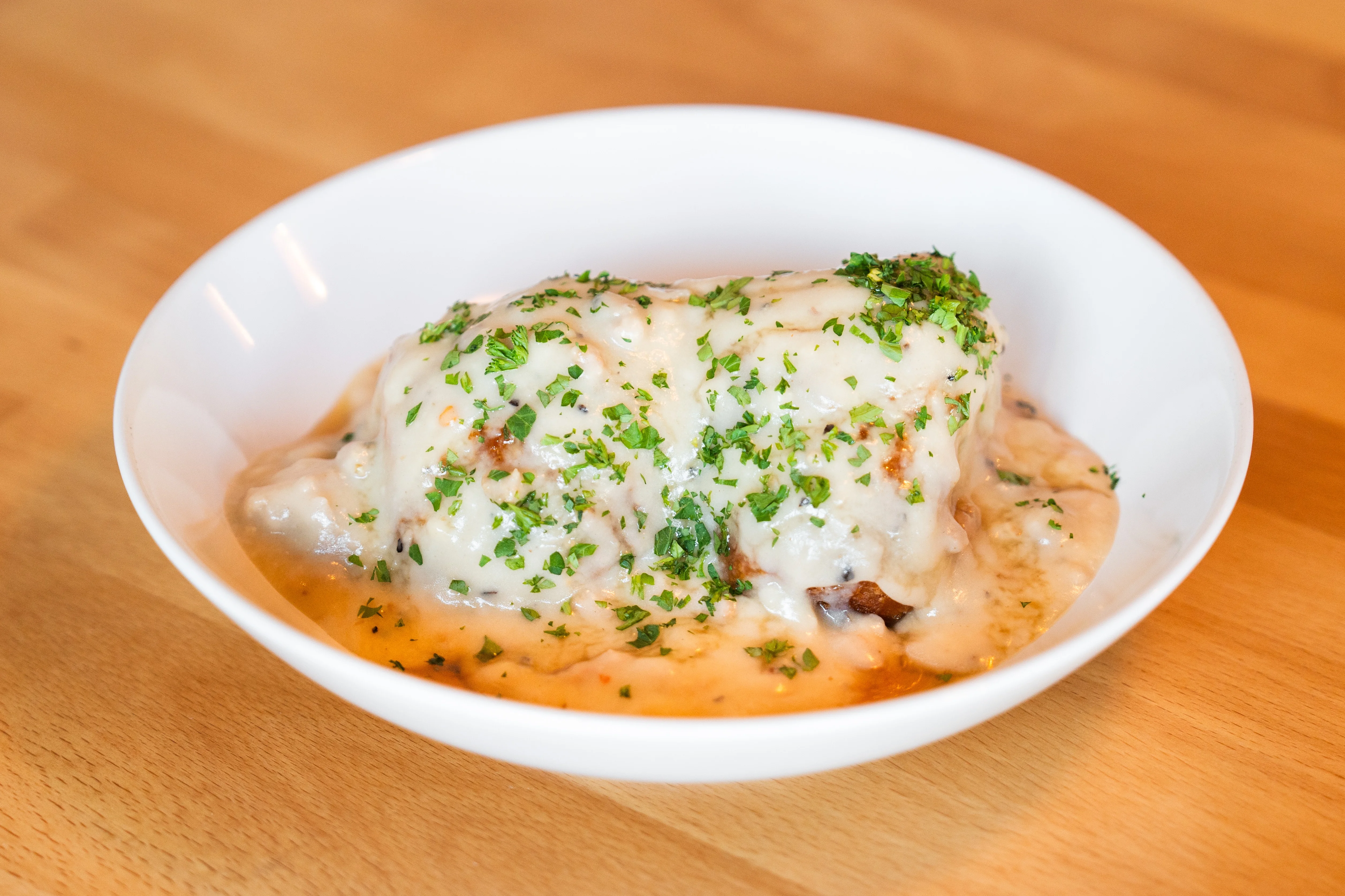 Savory chicken and biscuits with creamy gravy