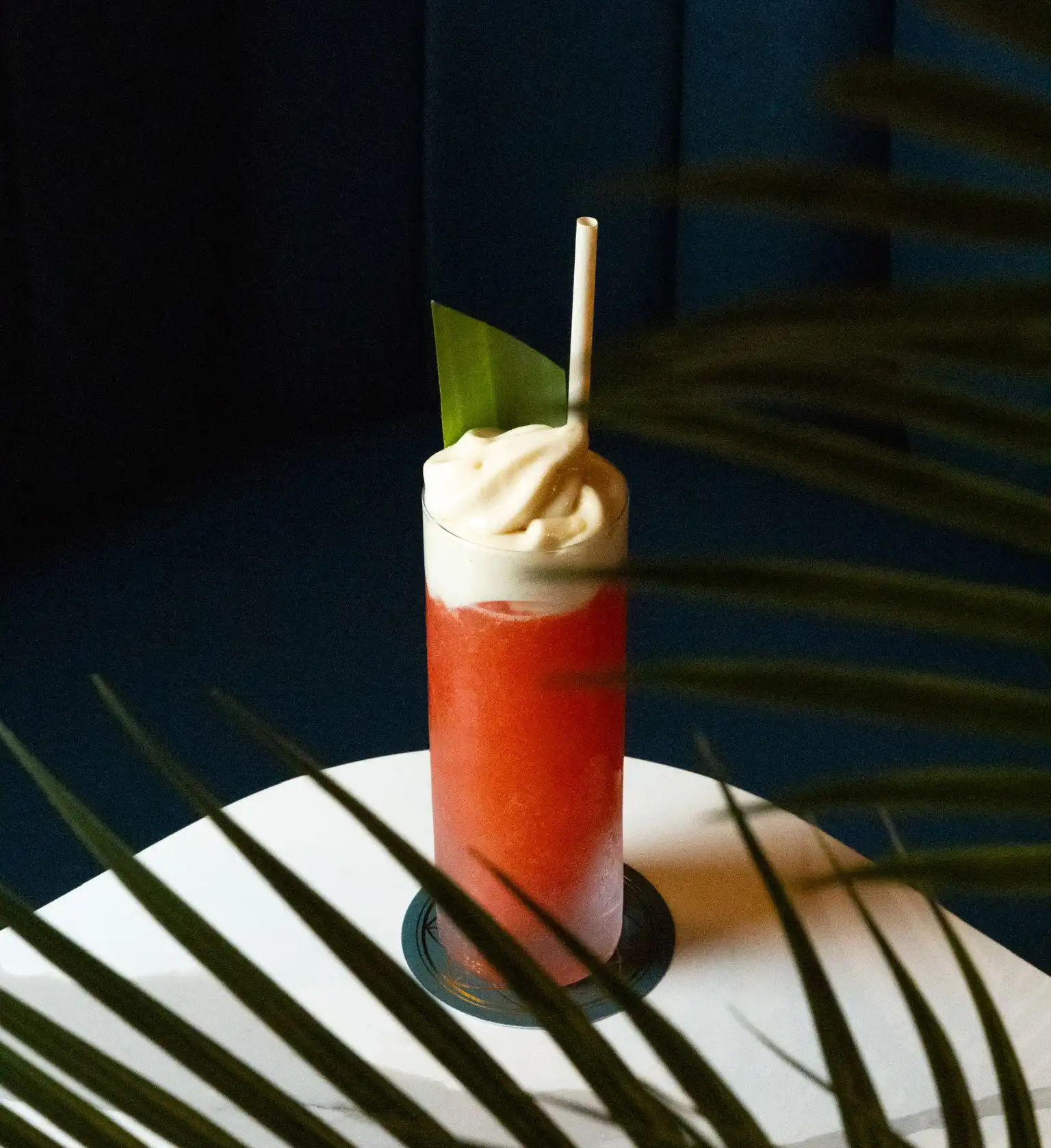 RED ENVELOPE Capurro Pisco Quebranta, Strawberry, Ginger, Lime, Miso, Coconut, Banana Foam.