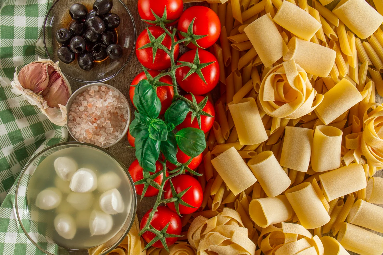 Italian pasta ingredients for a classic dish