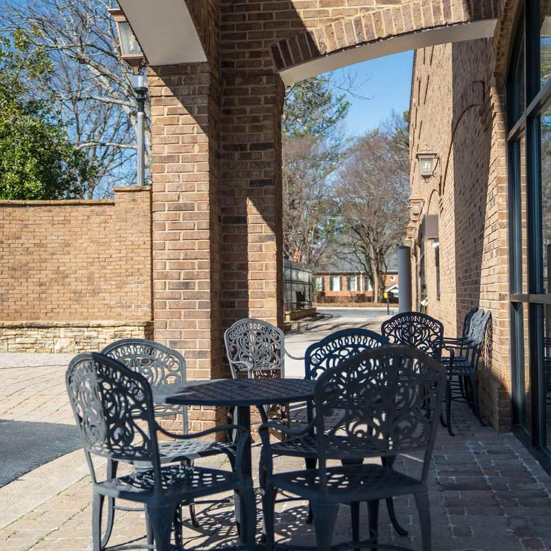 Outdoor seating of restaurant 
