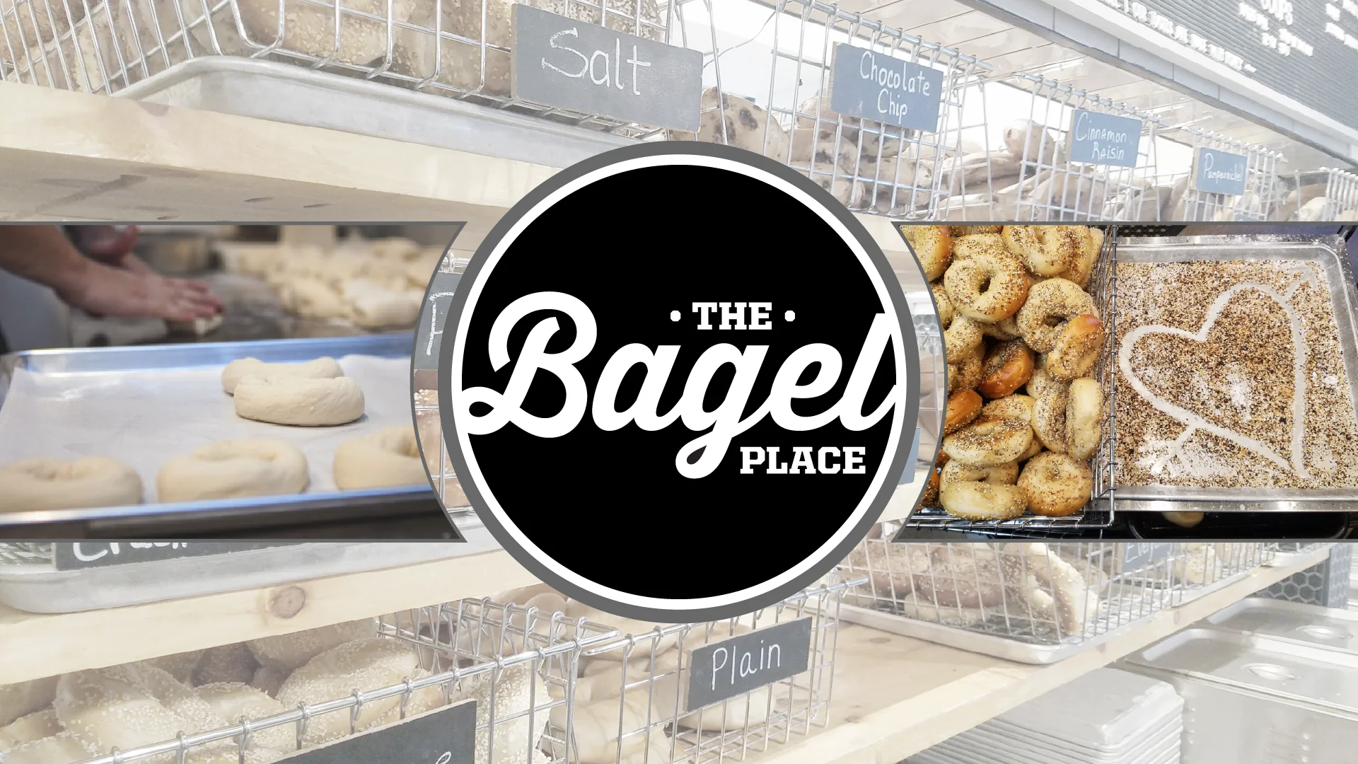 Freshly baked bagels in a cozy bakery setting