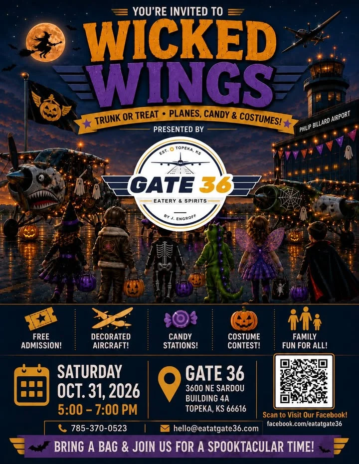 Halloween event invitation for Wicked Wings at Gate 36 Eatery