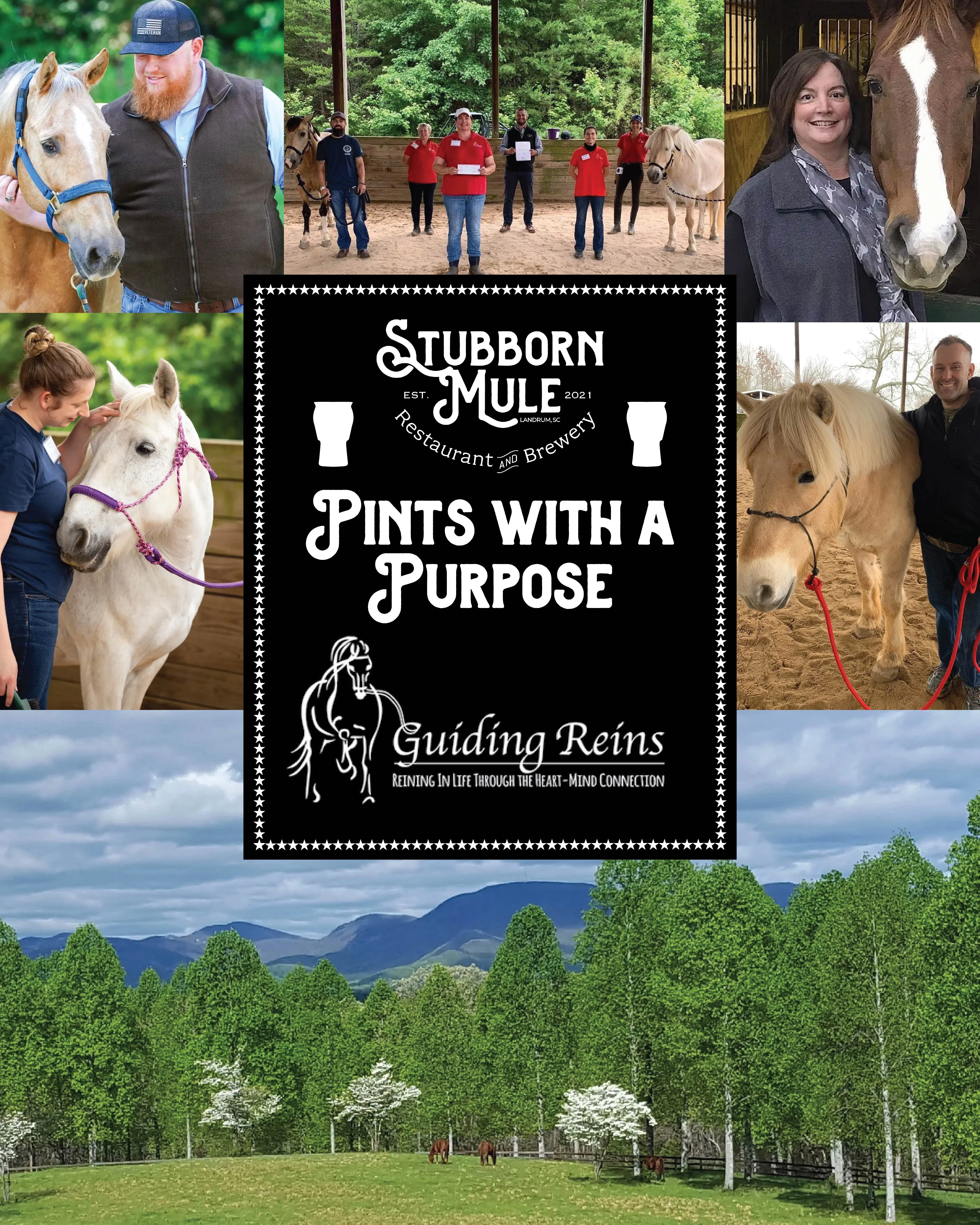 Community event promoting horse therapy at Stubborn Mule Brewery