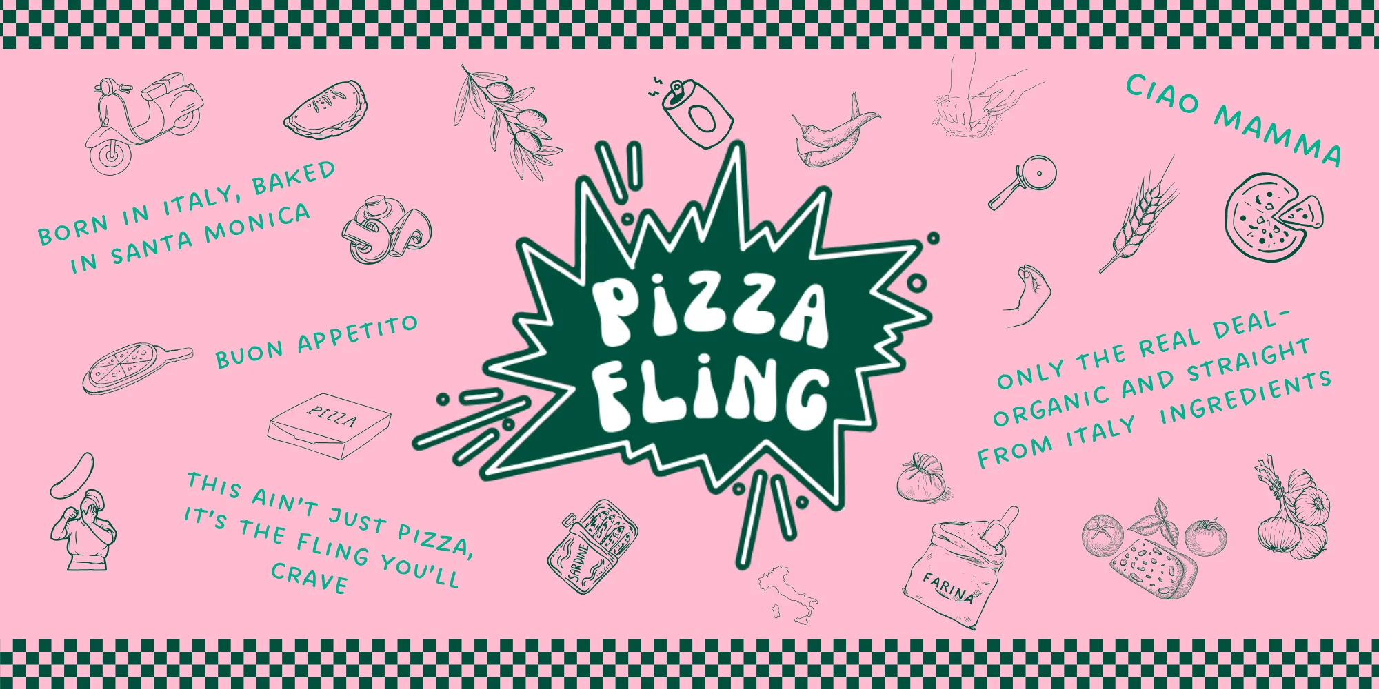 Colorful pizza branding with Italian flair