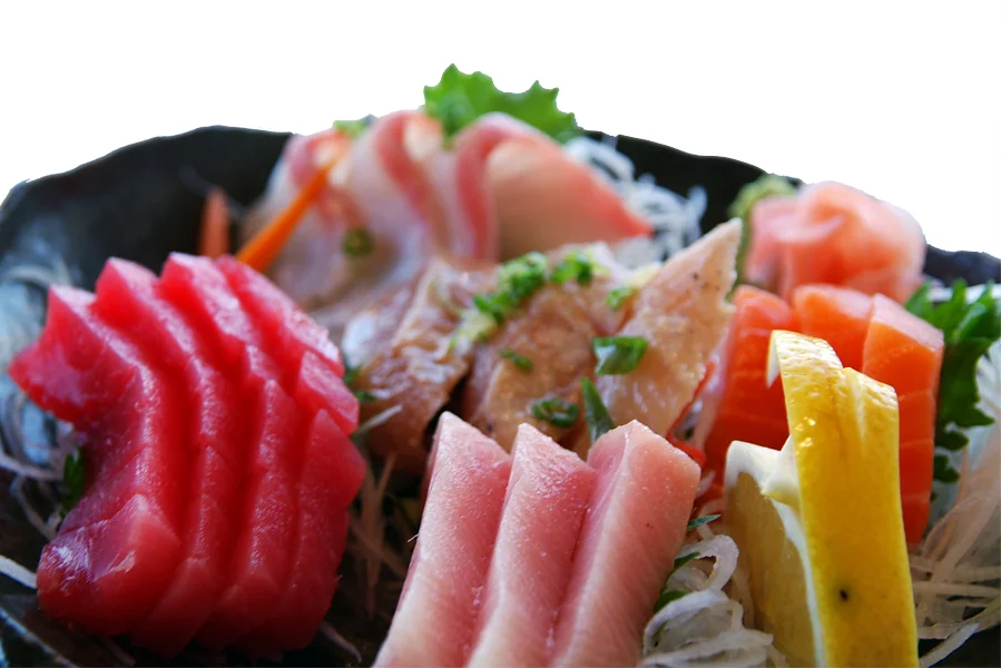 Assorted Japanese sashimi platter with fresh seafood