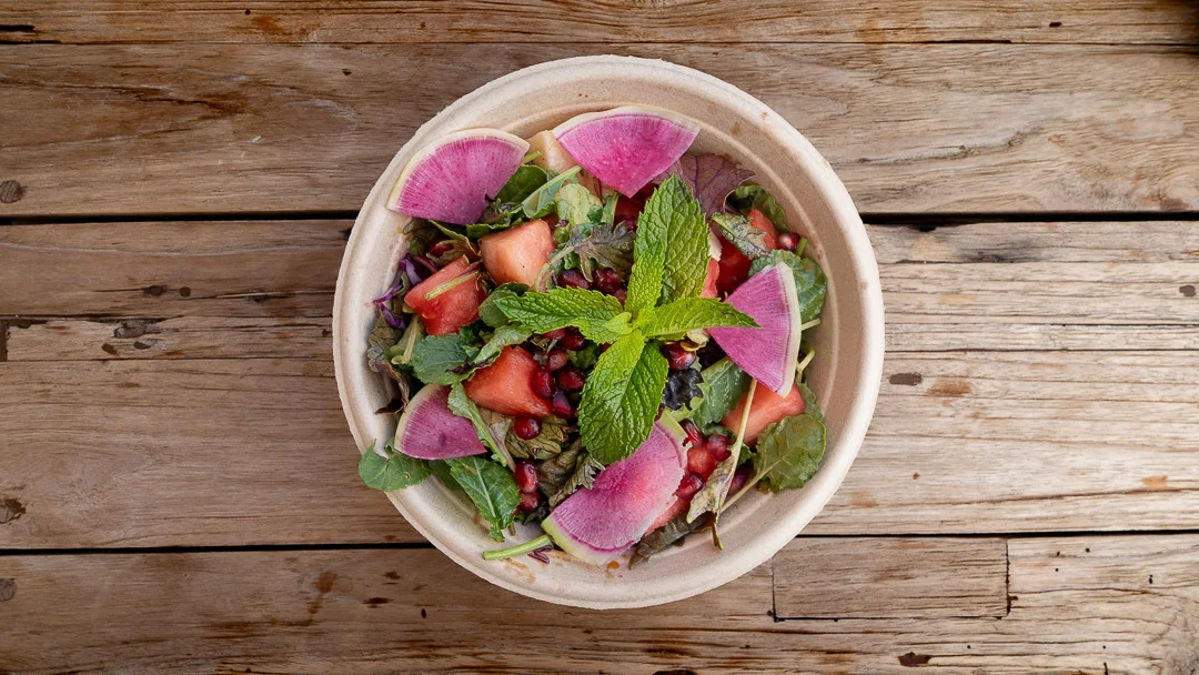 Fresh Mediterranean salad with watermelon and radish