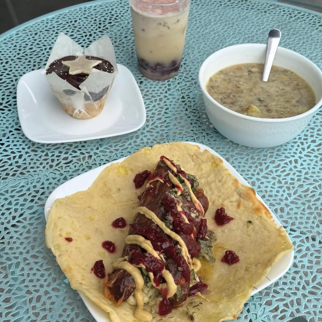 Vegan sandwich with cashew cheese on a decorative table