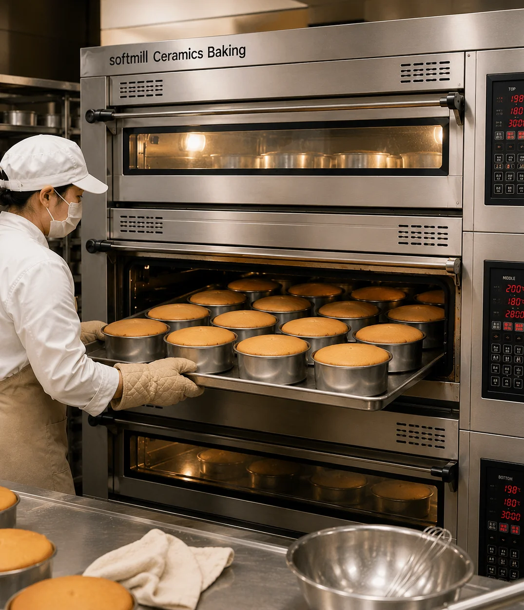 Freshly baked French croissants cooling on a tray