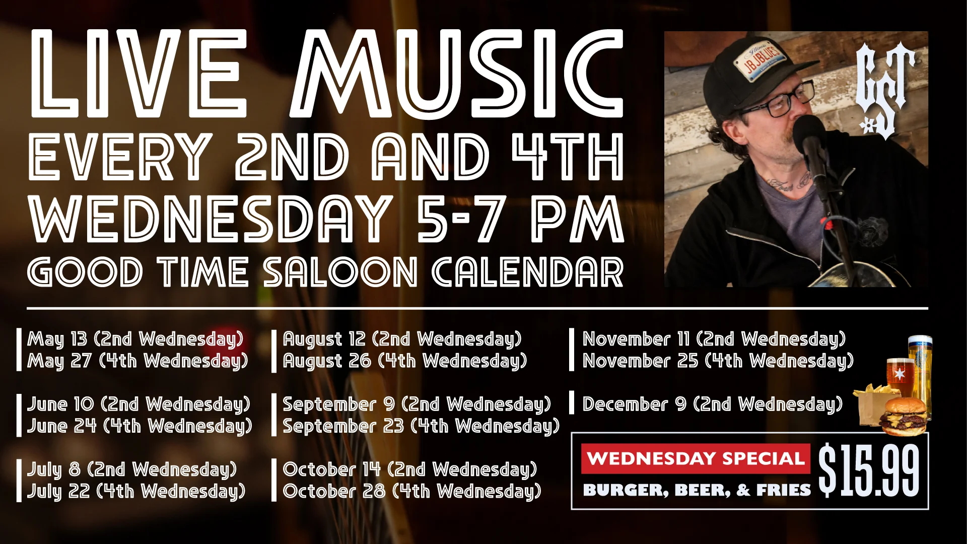 Live music event schedule at Good Time Saloon
