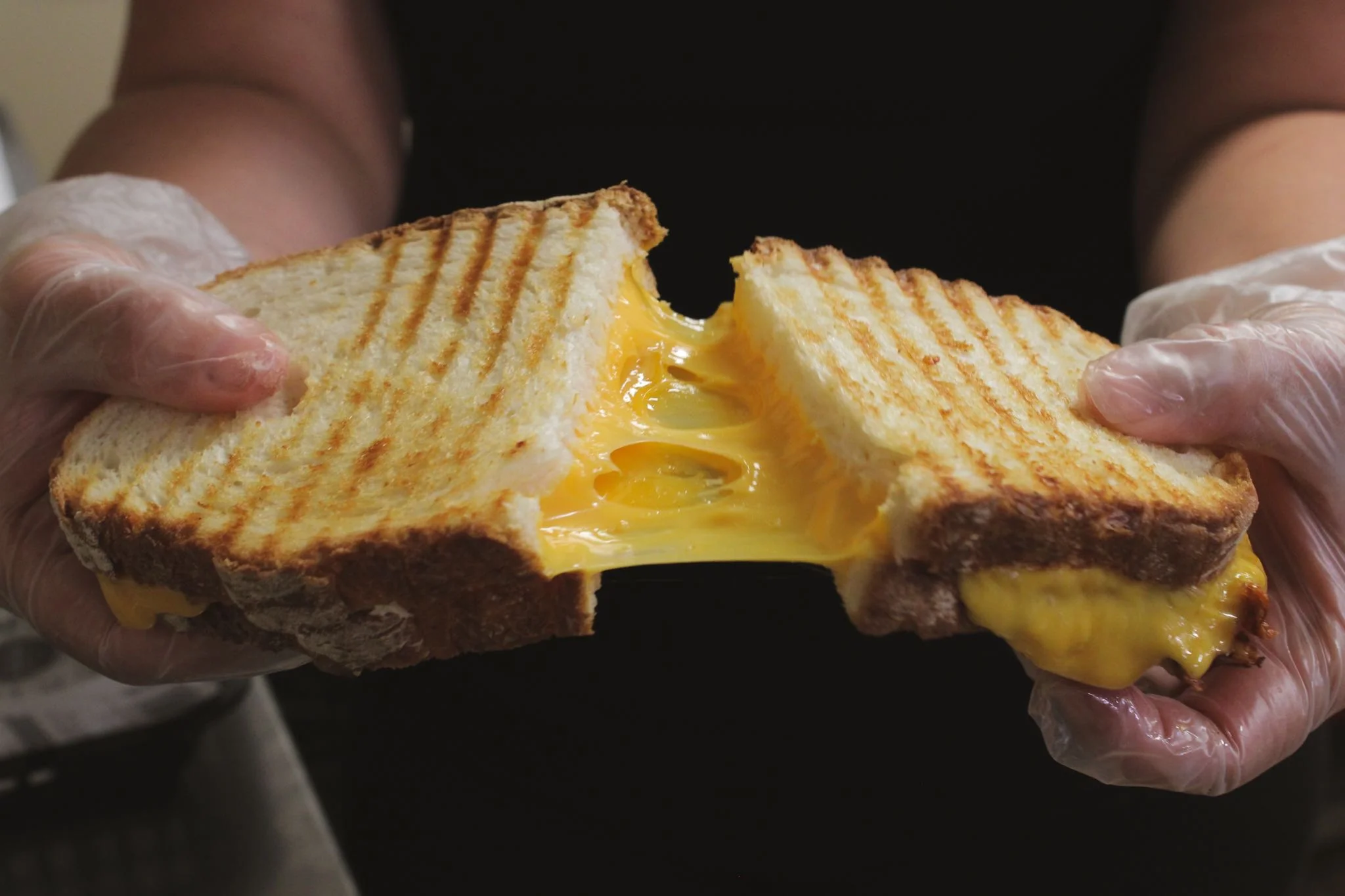 Melted cheese grilled sandwich with golden crust