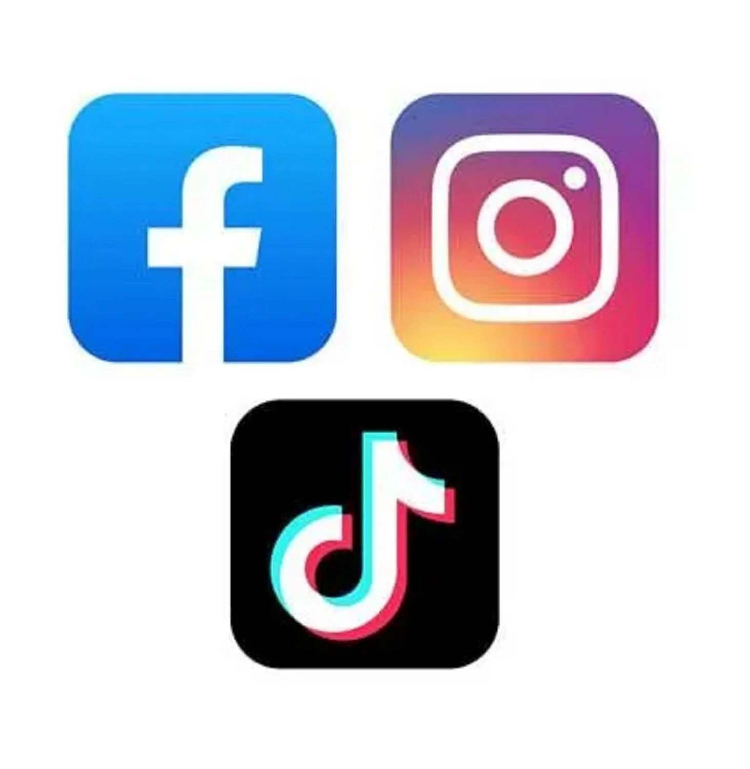 Social media icons for Facebook, Instagram, and TikTok