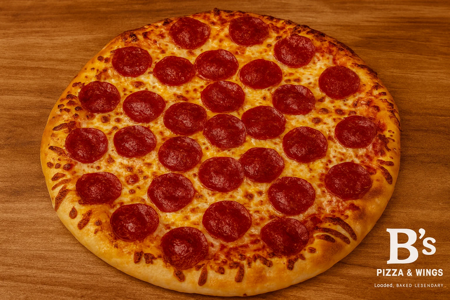 Classic pepperoni pizza from a pizzeria