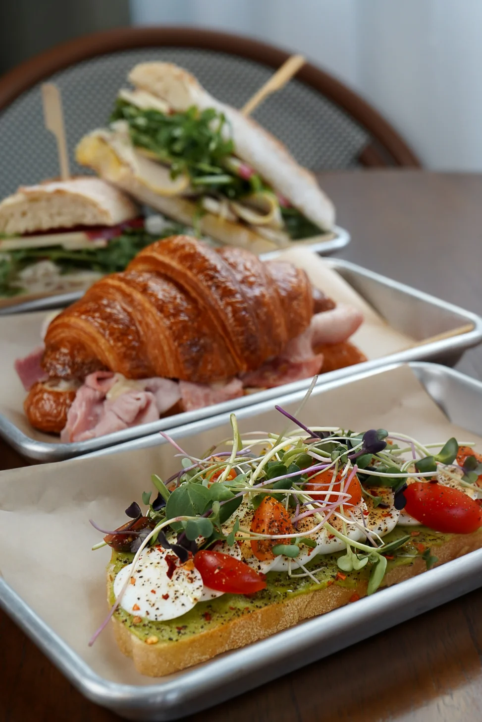Artisan avocado toast with microgreens