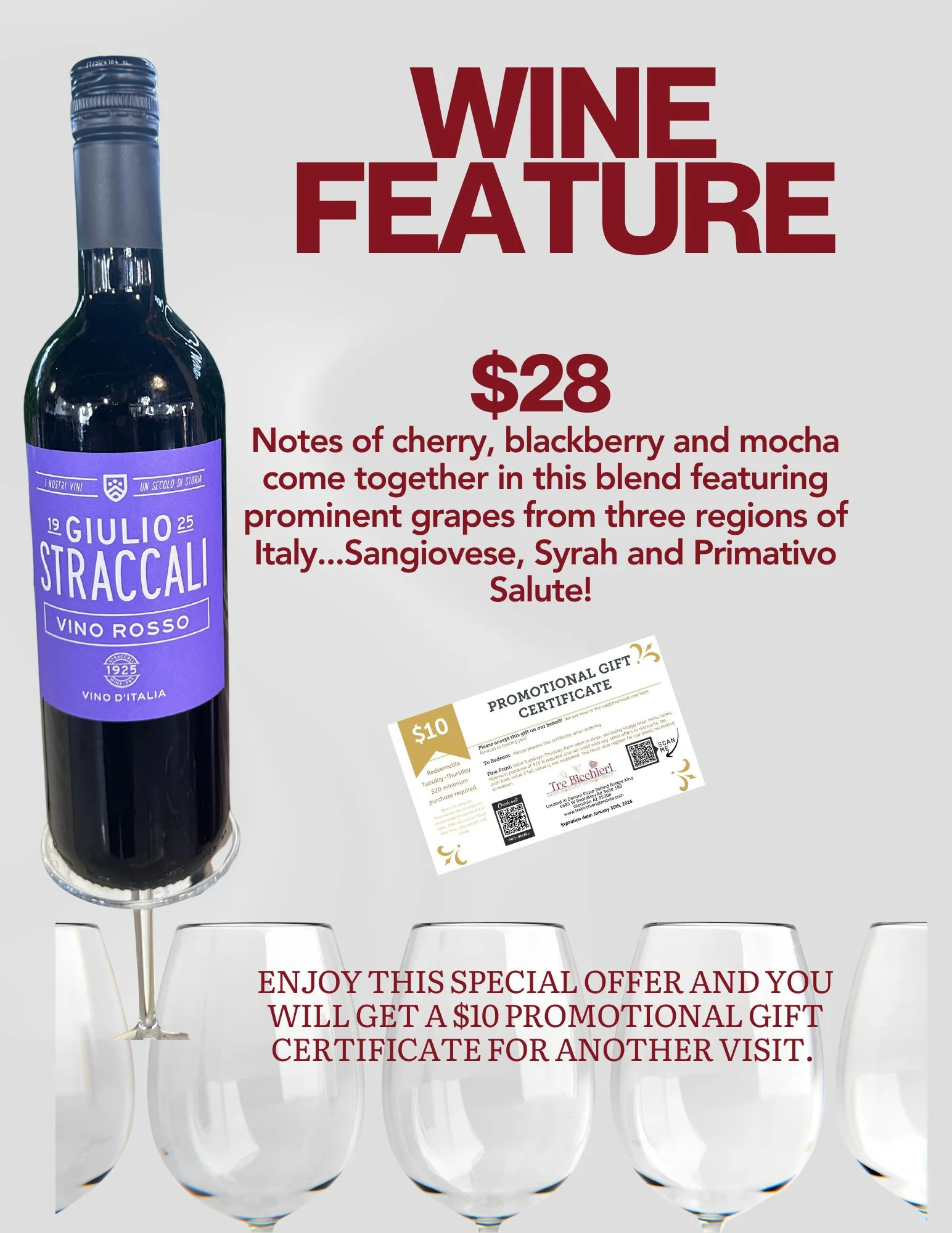 Italian red wine blend featuring cherry and blackberry notes