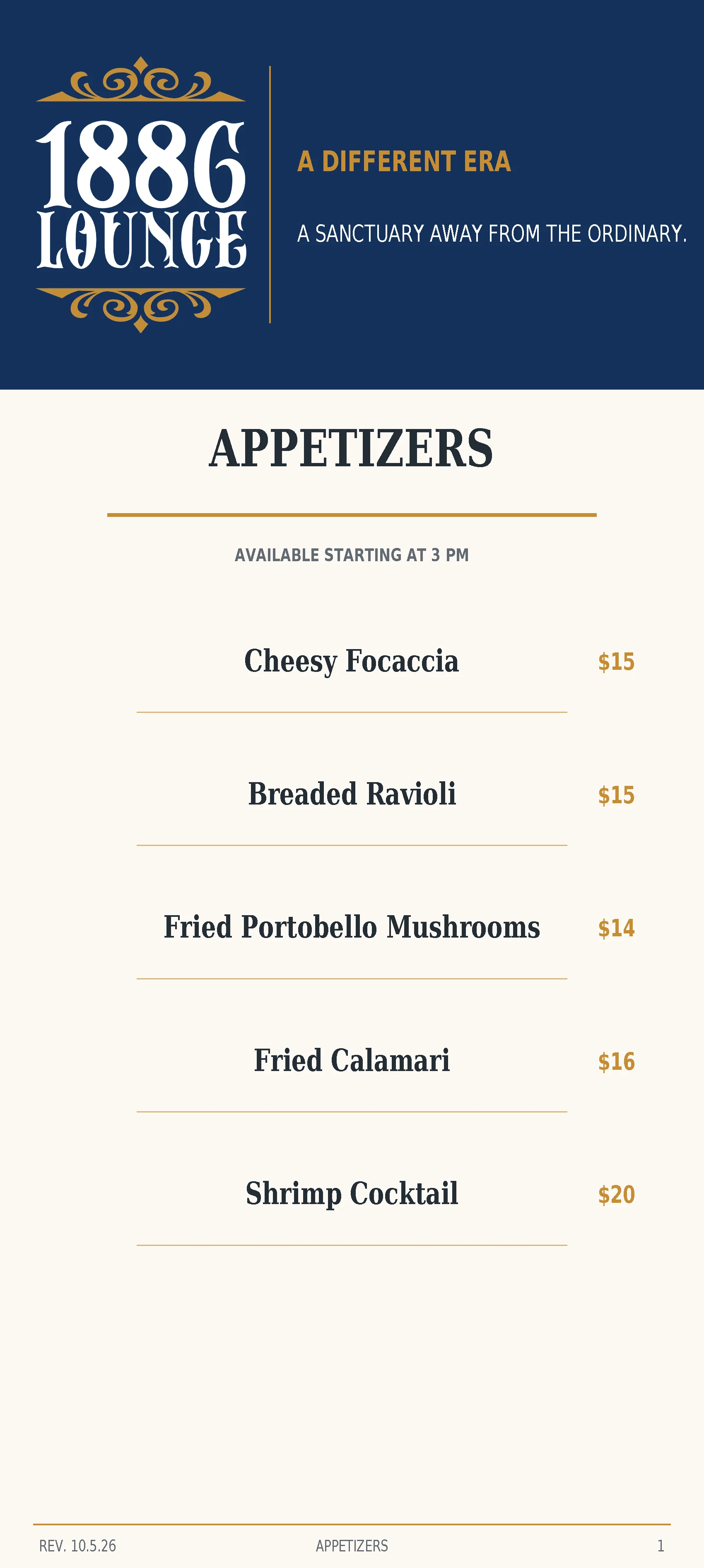Delicious gourmet dishes served at 1886 Lounge