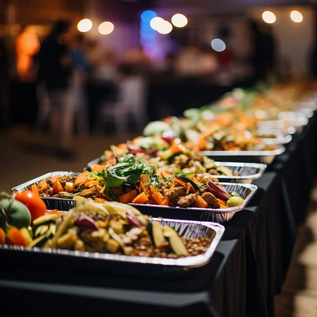 Buffet spread of Mediterranean mezze with vibrant vegetables