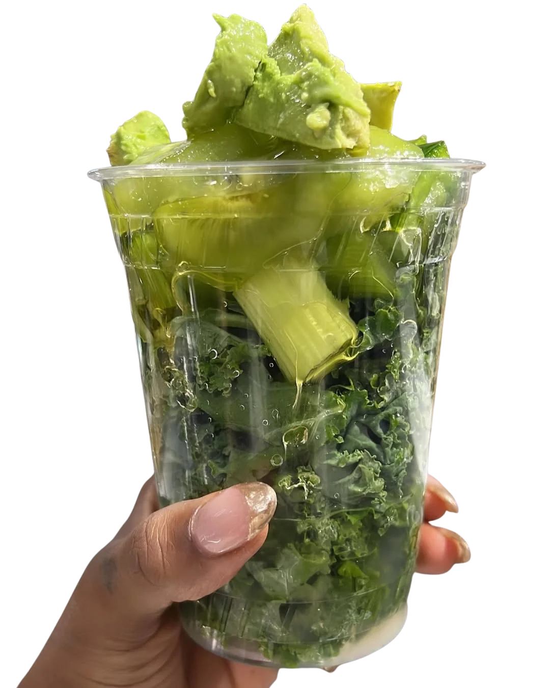Green Queen Smoothie with Kale, Dandelion Leaf, Celery, Green Pepper, Avocado, Kiwi and Kelp available at Honeybush Raw Smoothie Bar in Harrisburg, Pa.