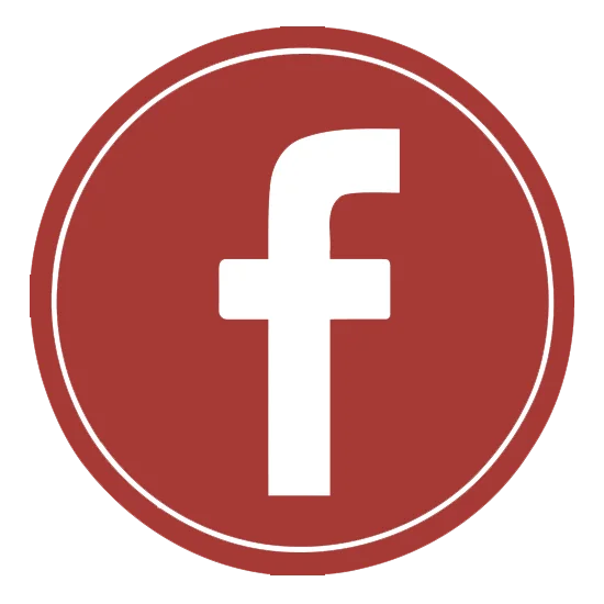 Facebook logo in a circular red background