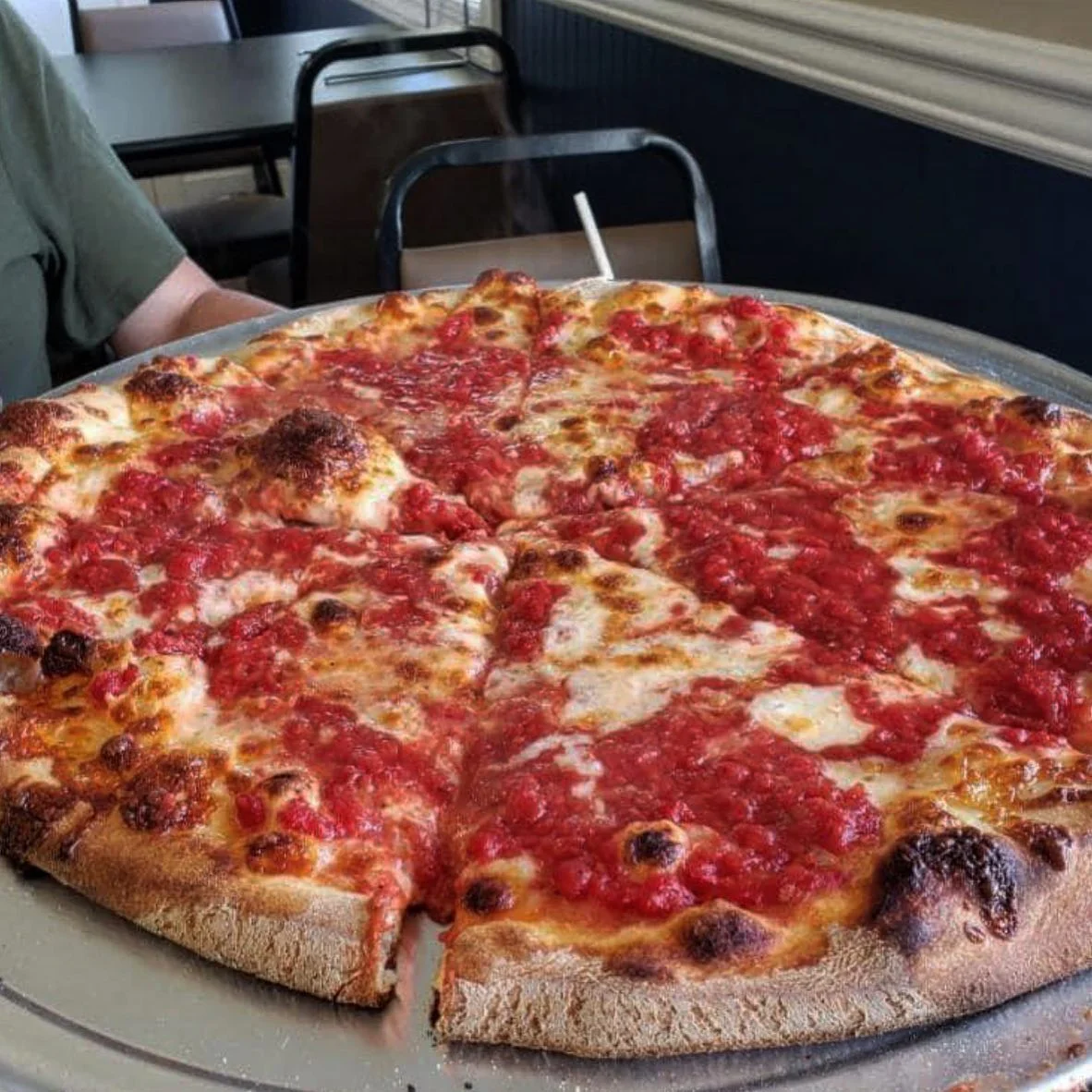Classic Chicago-style deep dish pizza served hot