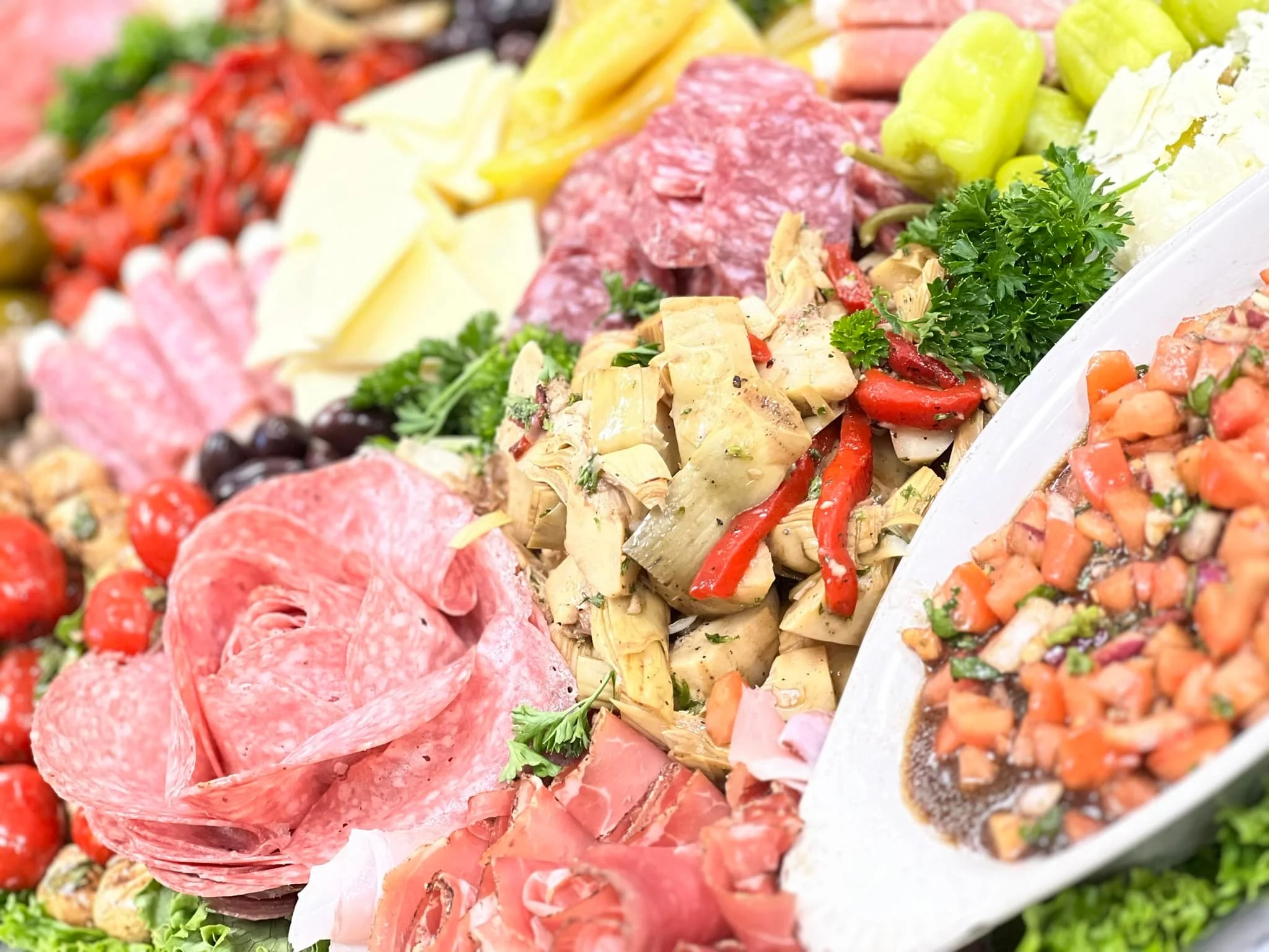 Italian antipasto platter with cured meats and cheeses