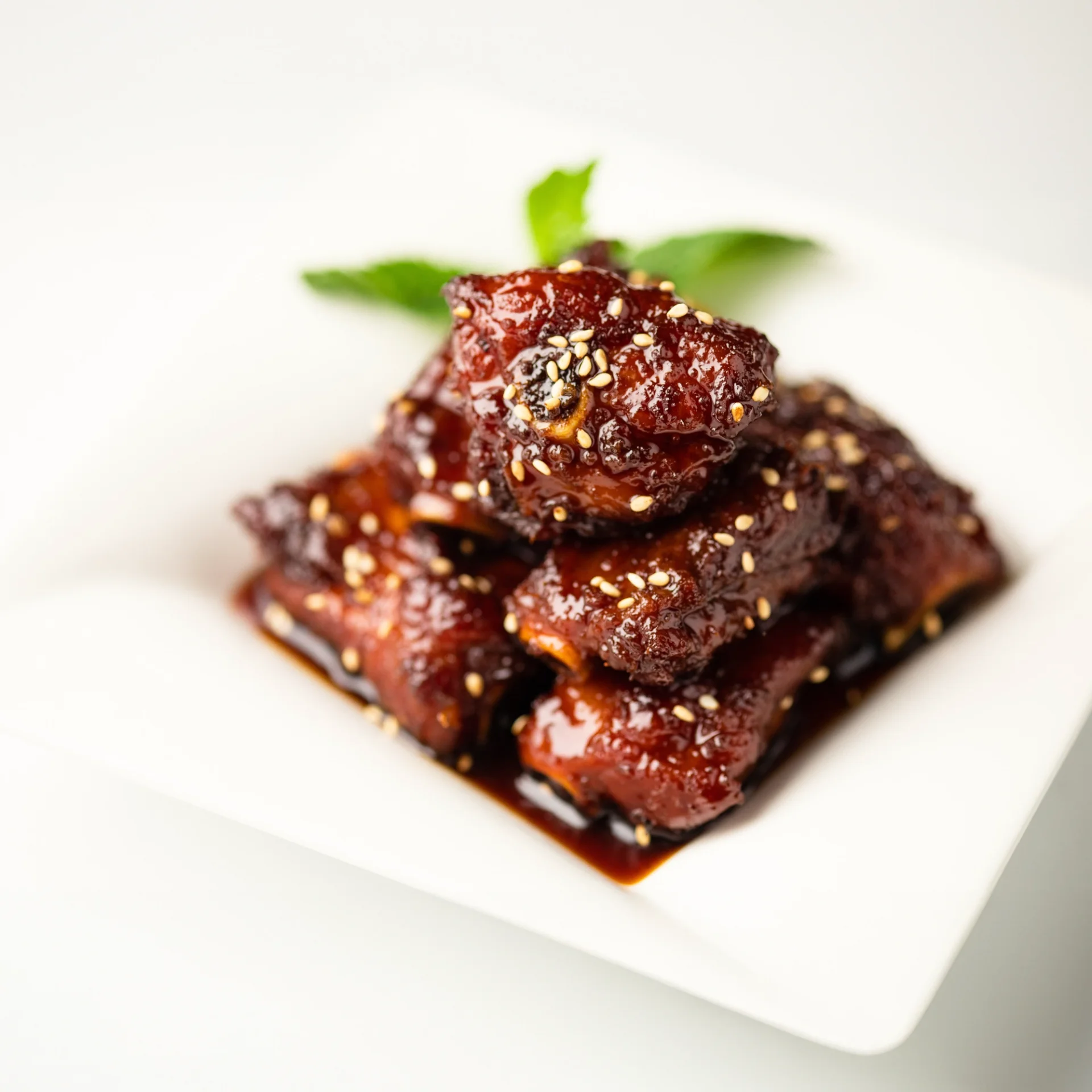 Korean sweet and spicy pork belly with sesame seeds