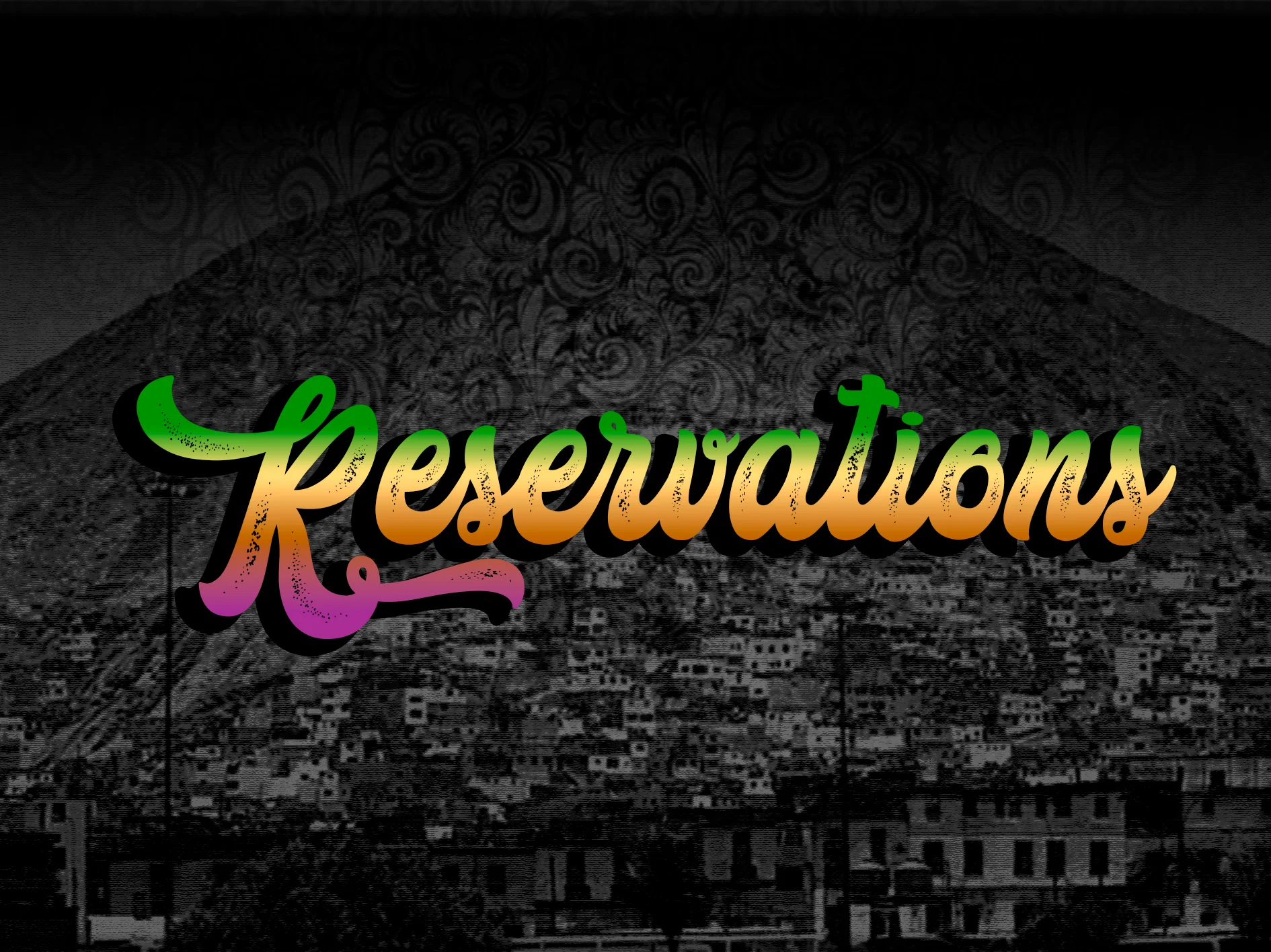Colorful graphic design featuring the word 'Reservations'