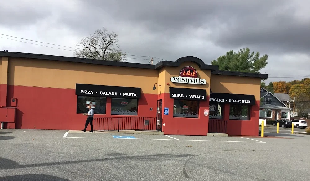 Vesuvius restaurant exterior showcasing diverse menu options