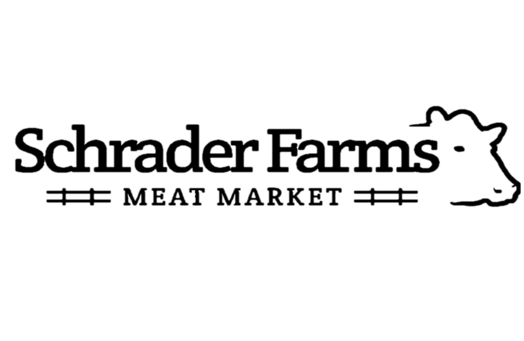 Schrader Farms Meat Market logo featuring a cow silhouette