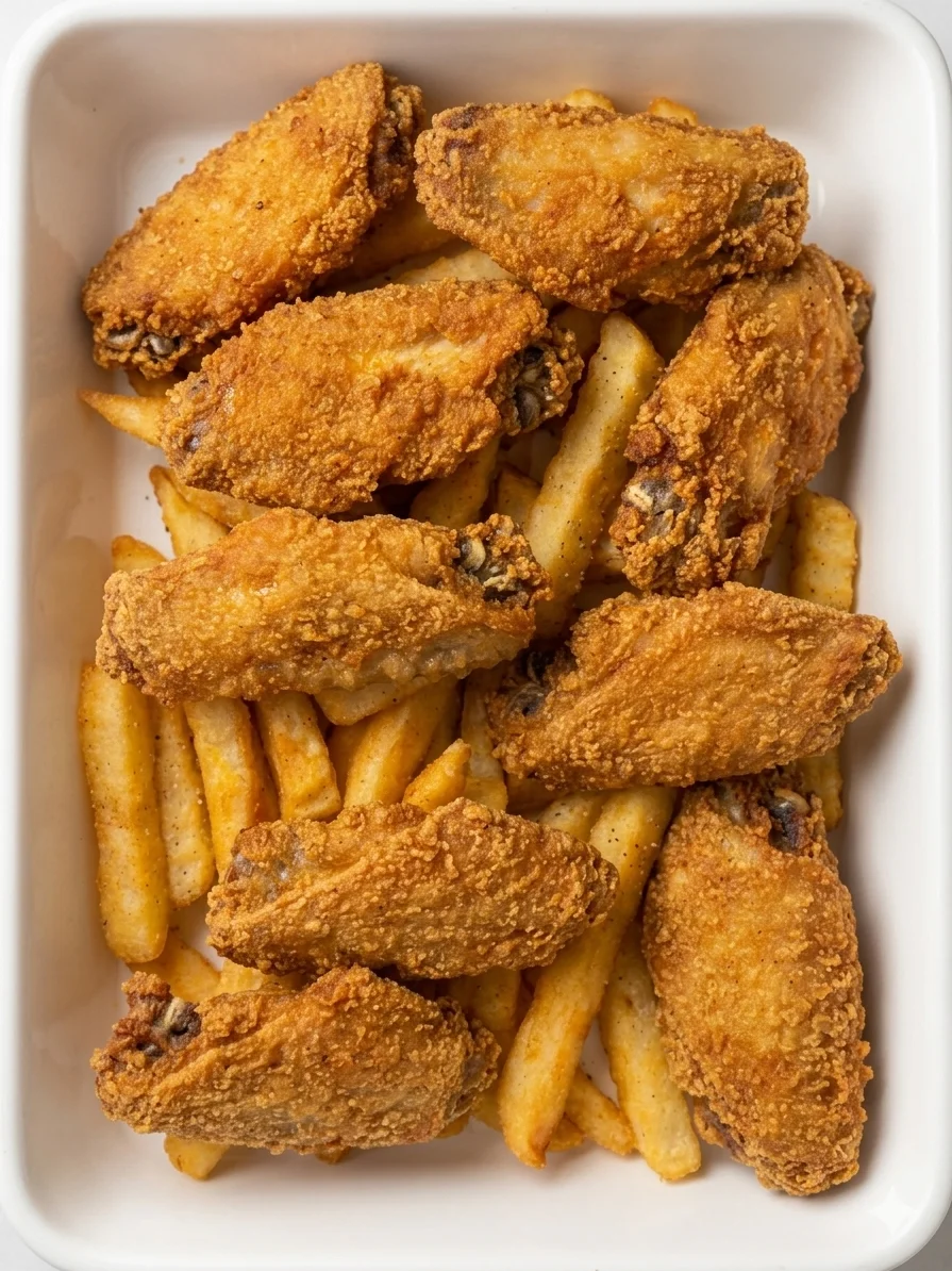 Delicious platter of crispy chicken wings with various sauces