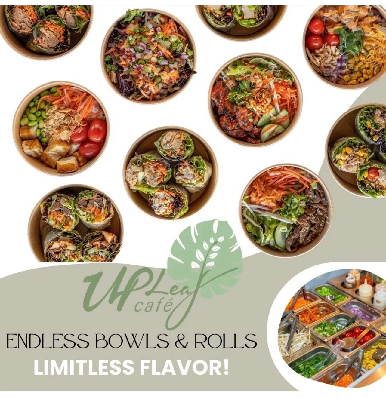 Colorful Vietnamese rice paper rolls and bowls with fresh ingredients