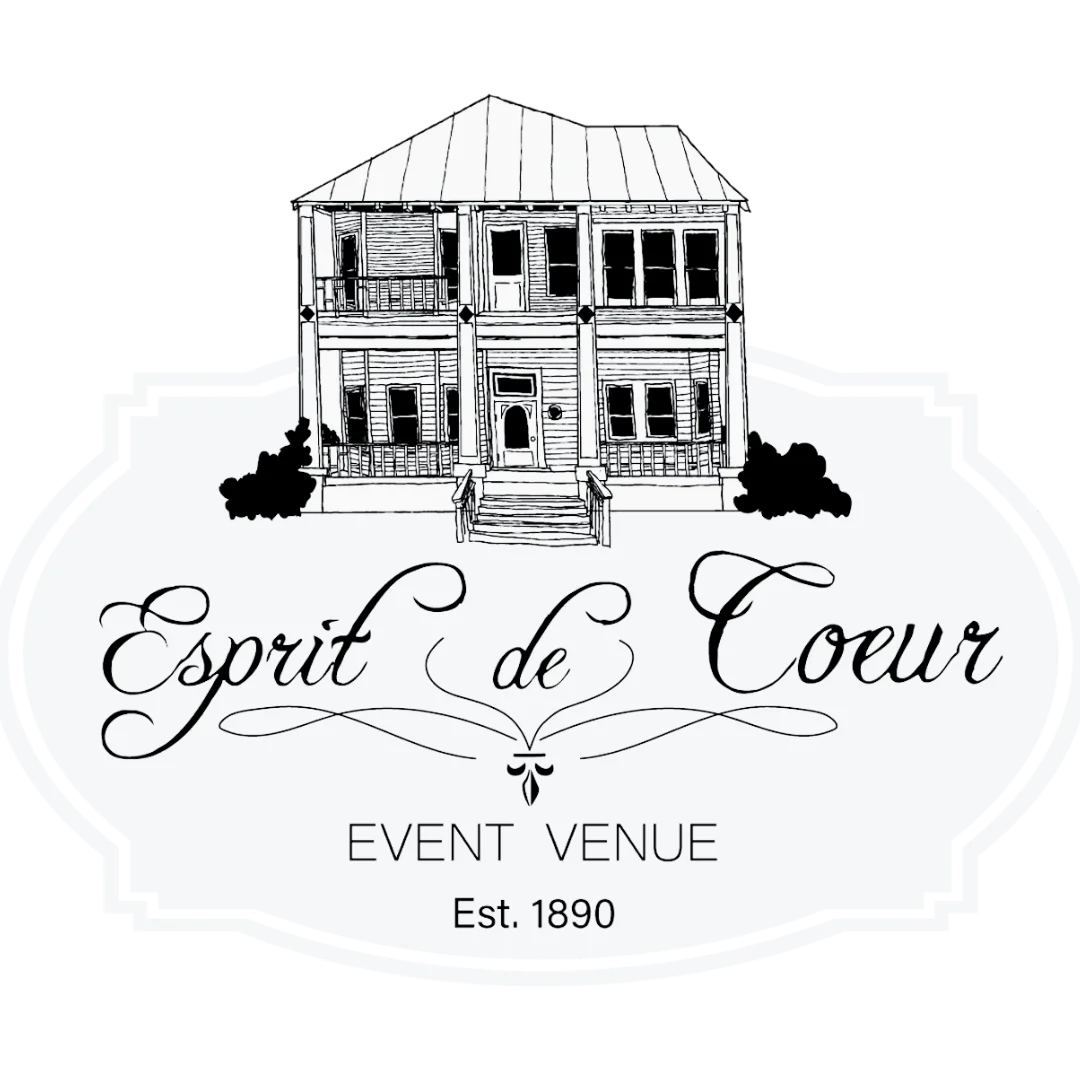 Logo of Esprit de Coeur Event Venue featuring a historic house illustration.