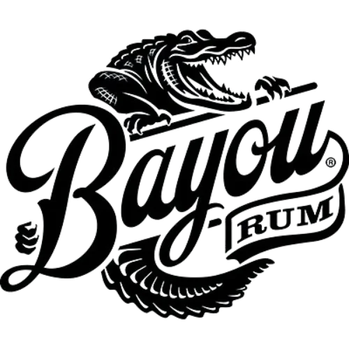 Bayou Rum logo featuring an alligator and stylized text.