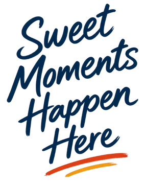 Typography design featuring the phrase 'Sweet Moments Happen Here'