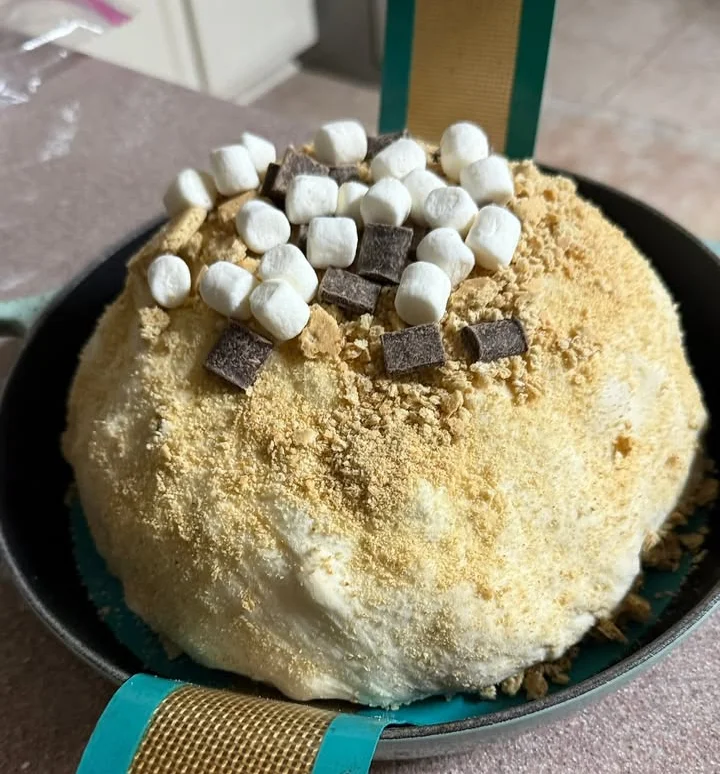 S'mores-inspired dessert with graham cracker topping