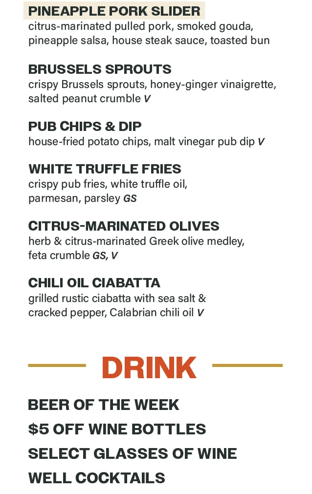 Happy Hour Menu Page 2