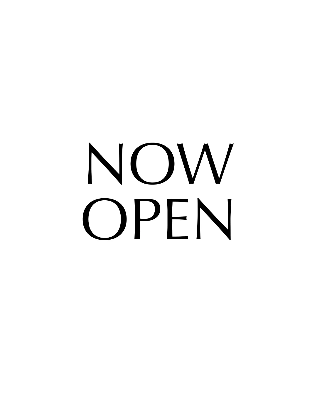 Restaurant sign announcing now open for business