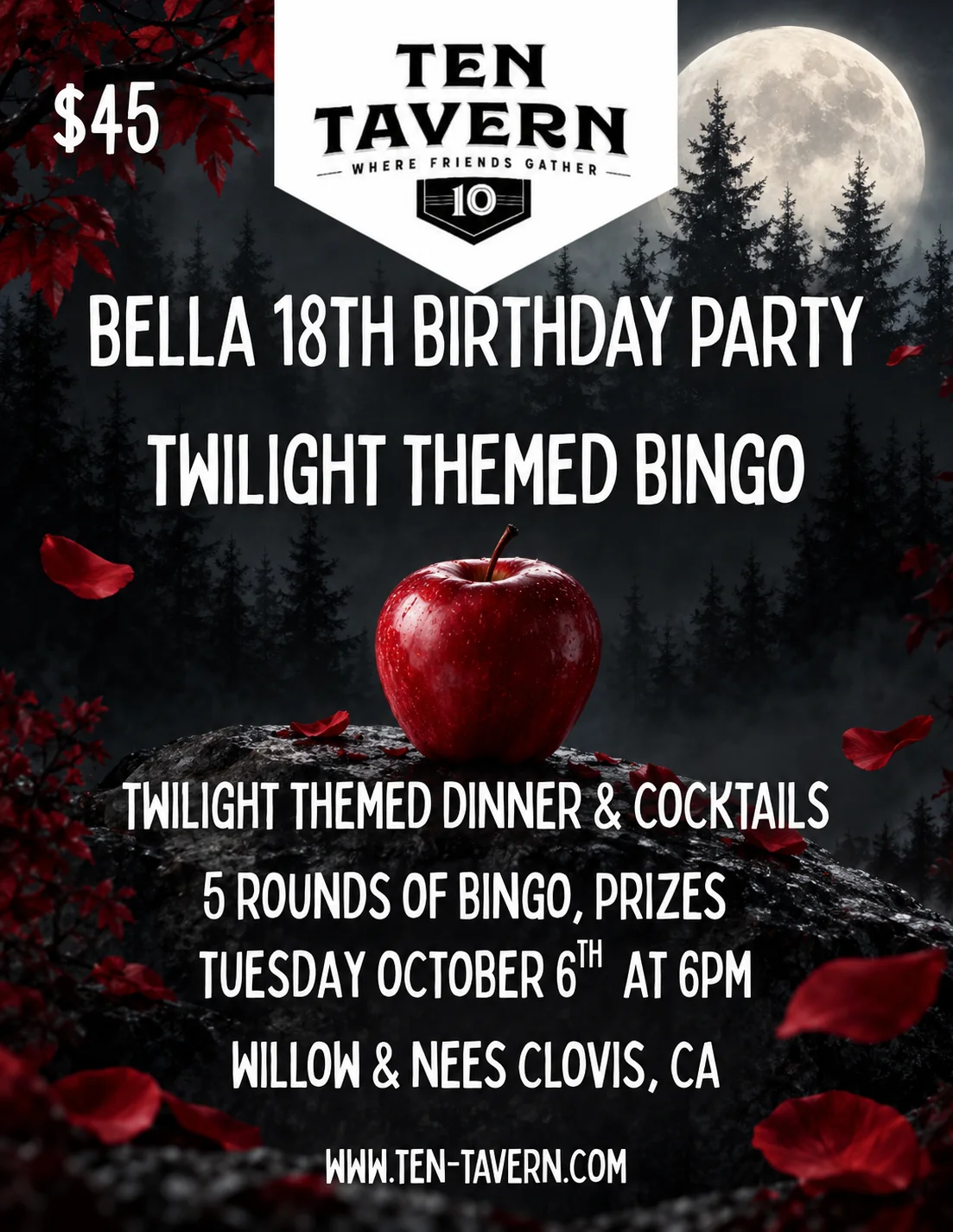 Mamma Mia Bingo event with brunch and prizes.