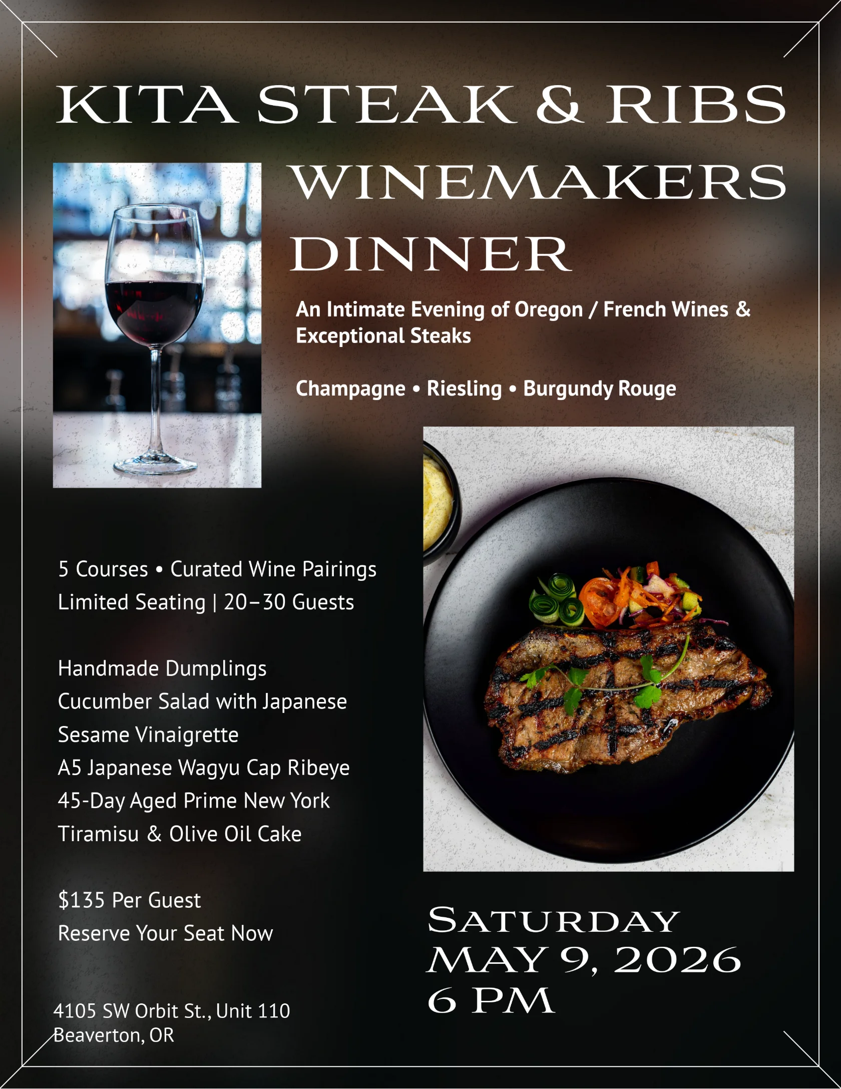 Kita Steak and Ribs Winemakers Dinner