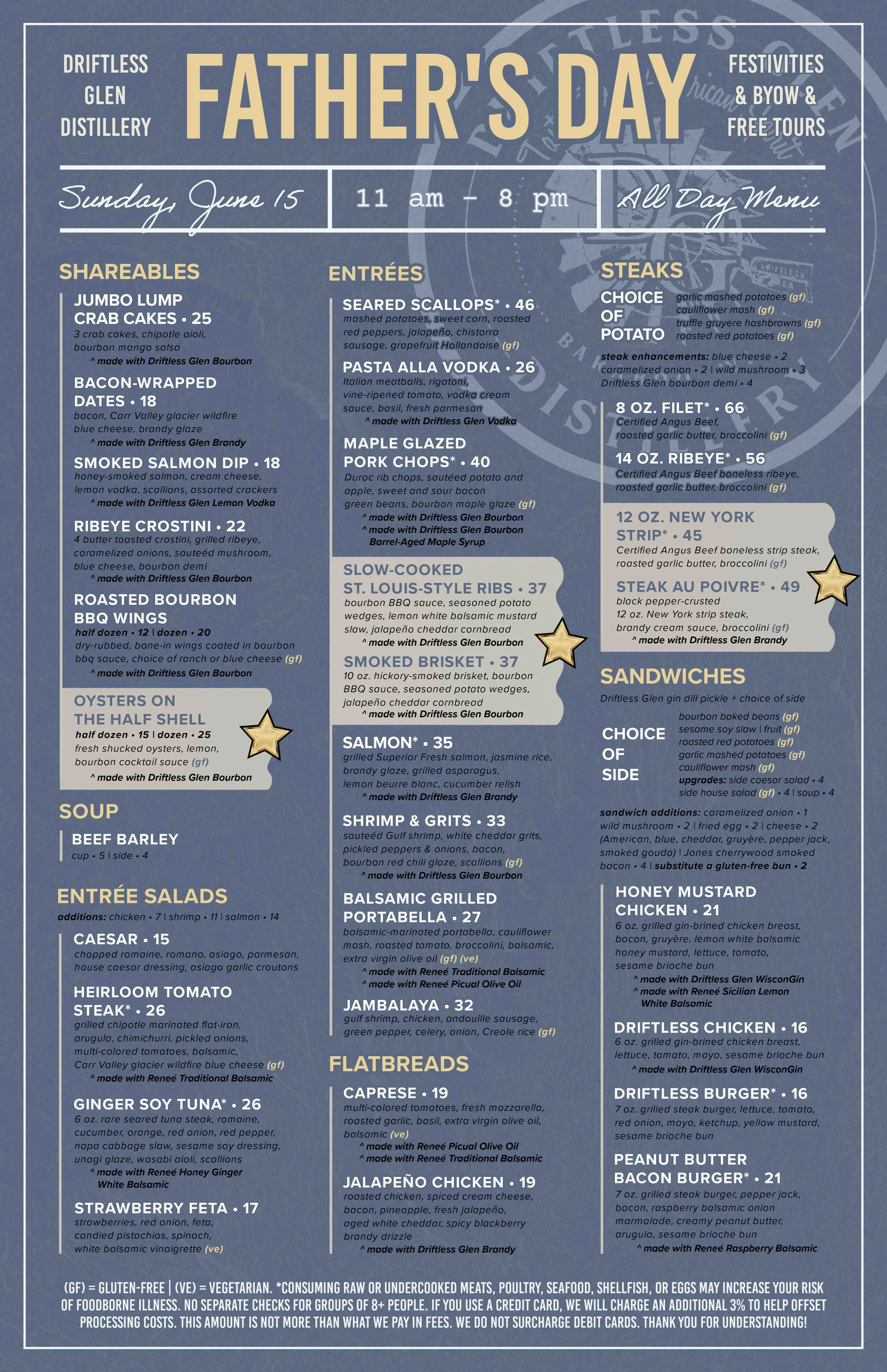 All Day Special Menu for Father's Day 